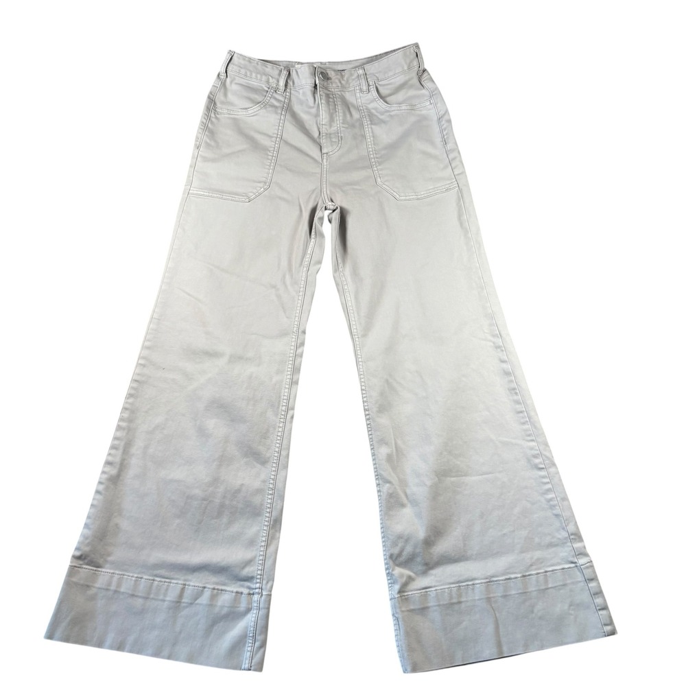 Pilcro Wide Leg Pants Womens 31 Gray Flare Utility Boho festival Anthropologie - Picture 2 of 9